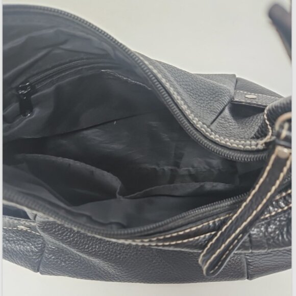 Vintage Kenneth Cole Reaction Black Pebble Leather Hobo Satchel Shoulder Purse - Picture 8 of 8